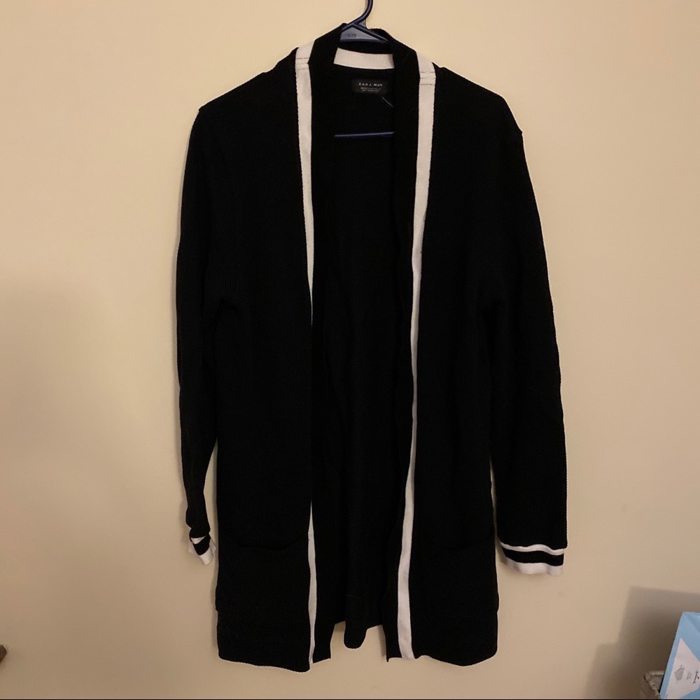 🔥🖤NWT🖤🔥 Zara Man Long Black Cardigan Sweater!